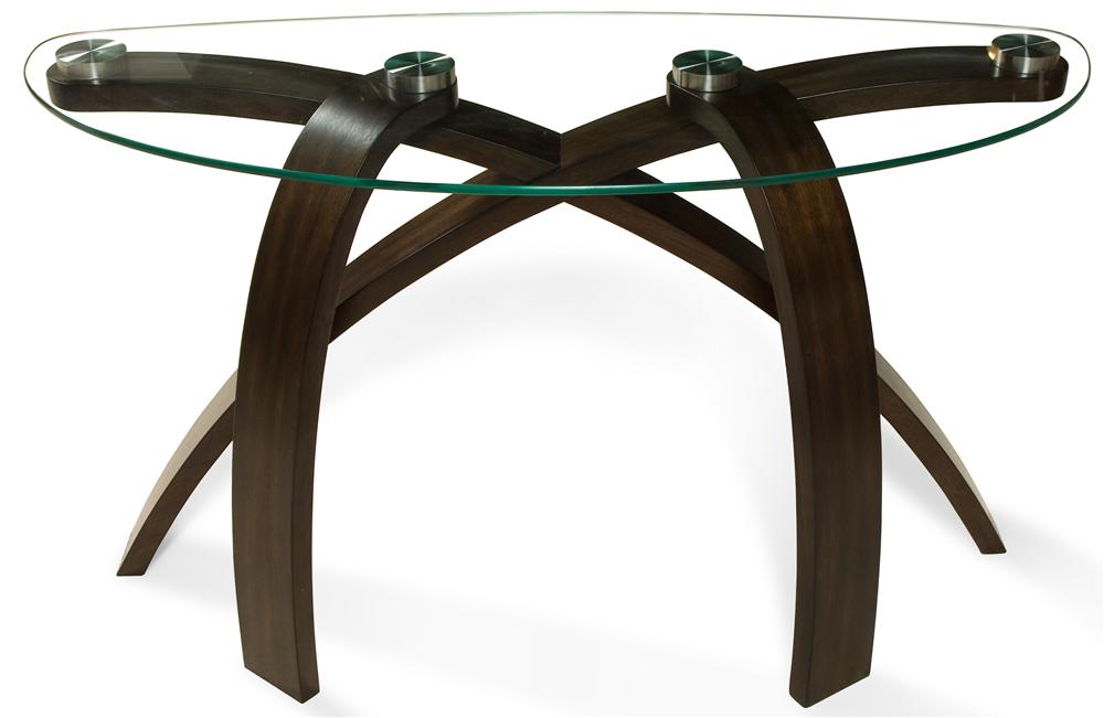 Sofa Table With Glass Top and Bent Wood Legs by Magnussen ... Sofa Table With Glass Top and Bent Wood Legs by Magnussen ...